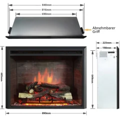Balderia Einbaukamin Calida 33" schwarz B/H/T: ca. 89x69x23 cm ca. 2 W