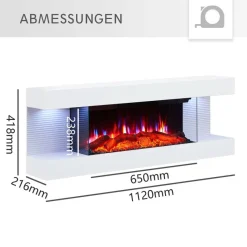 Balderia Elektrischer-Kamin weiß Metall B/H/T: ca. 112x41,8x21,6 cm