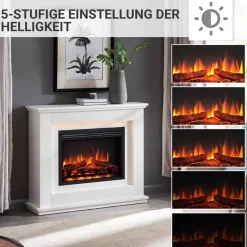 Balderia Elektrischer-Kamin Baldur EF61D-MT119A weiß MDF B/H/T: ca. 100x83x28 cm ca. 2000 W