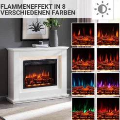 Balderia Elektrischer-Kamin Baldur EF61D-MT119A weiß MDF B/H/T: ca. 100x83x28 cm ca. 2000 W