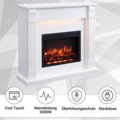 Balderia Elektrischer-Kamin Hikaru EF61D-MT119C weiß B/H/T: ca. 110x99x31 cm ca. 2000 W
