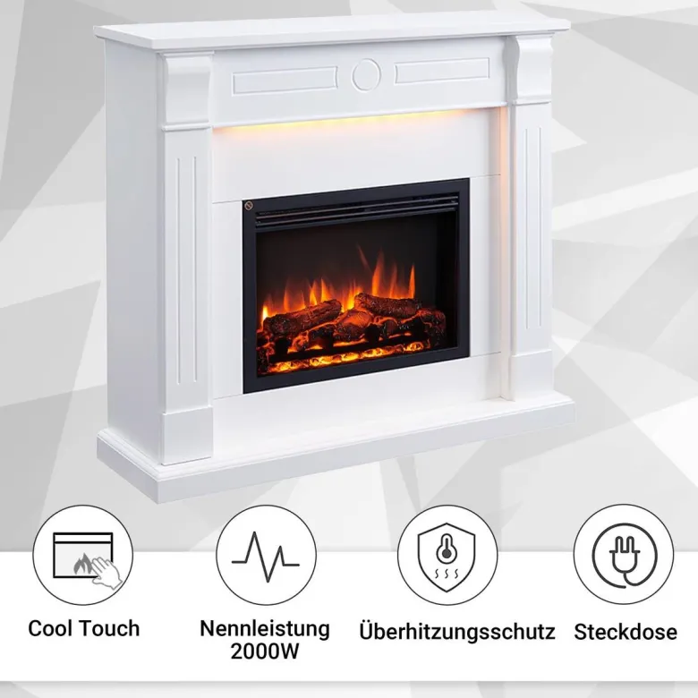 Balderia Elektrischer-Kamin Hikaru EF61D-MT119C weiß B/H/T: ca. 110x99x31 cm ca. 2000 W