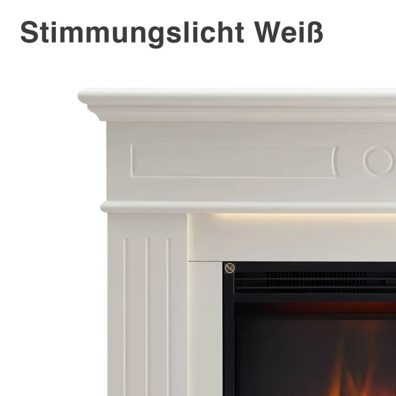Balderia Elektrischer Kamin Elektrischer-Kamin Leandros weiß MDF B/H/T: ca. 110x95x24,9 cm