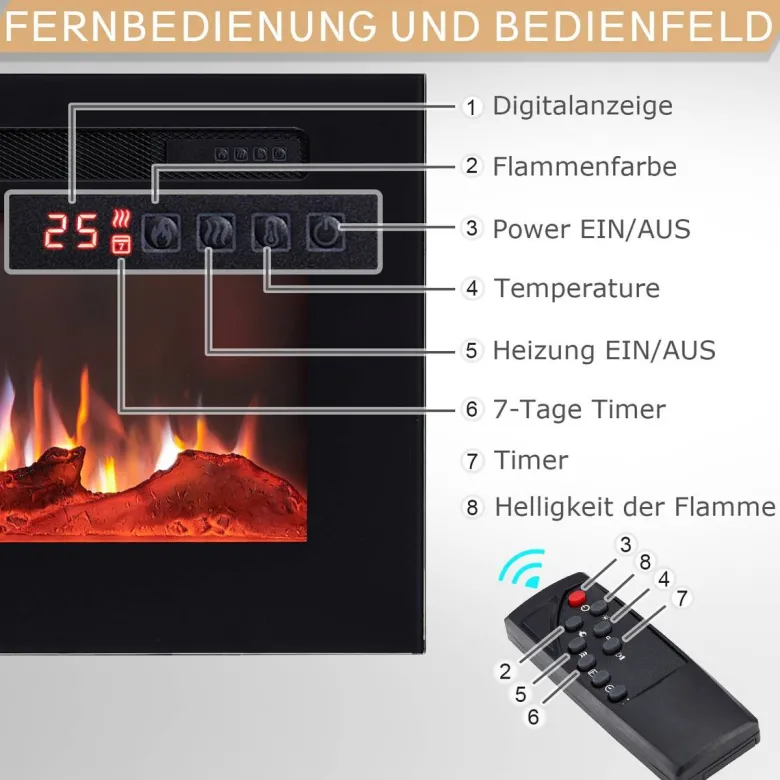 Balderia Elektrischer-Kamin Leif 70 schwarz B/H/T: ca. 168x38,6x13,8 cm ca. 2000 W