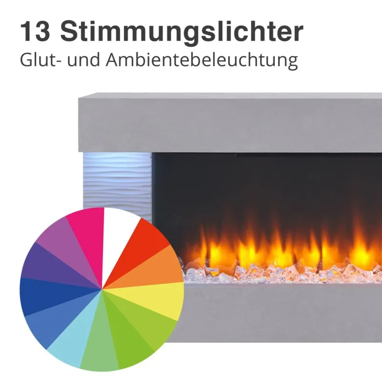 Balderia Wandkamin Helia grau MDF B/H/T: ca. 127x60x25 cm