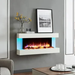 Balderia Wandkamin Helia grau MDF B/H/T: ca. 127x60x25 cm