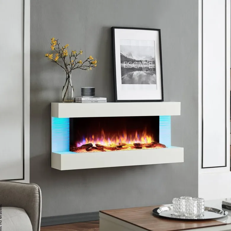 Balderia Wandkamin Helia grau MDF B/H/T: ca. 127x60x25 cm