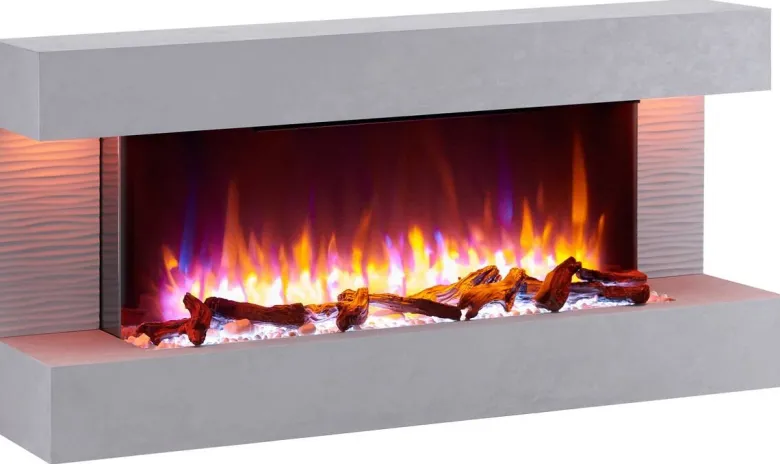 Balderia Wandkamin Helia grau MDF B/H/T: ca. 127x60x25 cm