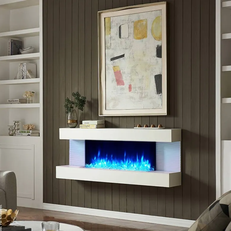 Balderia Wandkamin Helia grau MDF B/H/T: ca. 127x60x25 cm