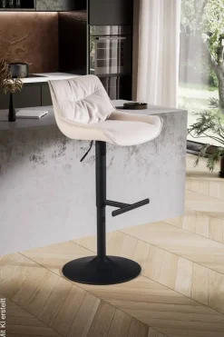 Barhocker beige Samt B/H/T: ca. 45x106x55 cm