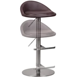 Barhocker braun Edelstahl Kunstleder Edelstahl B/H/T: ca. 43x90x43 cm