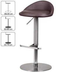 Barhocker braun Edelstahl Kunstleder Edelstahl B/H/T: ca. 43x90x43 cm