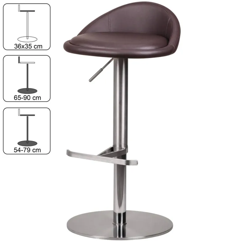 Barhocker braun Edelstahl Kunstleder Edelstahl B/H/T: ca. 43x90x43 cm