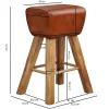 Barhocker braun natur Leder Echtholz B/H/T: ca. 43x75x43 cm