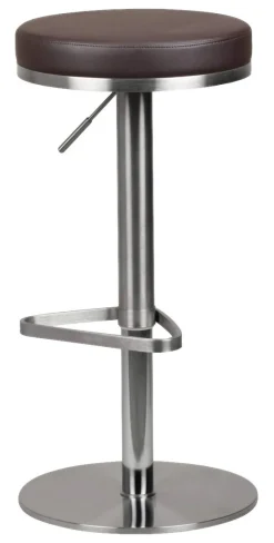 Barhocker dunkelbraun Edelstahl Kunstleder Edelstahl