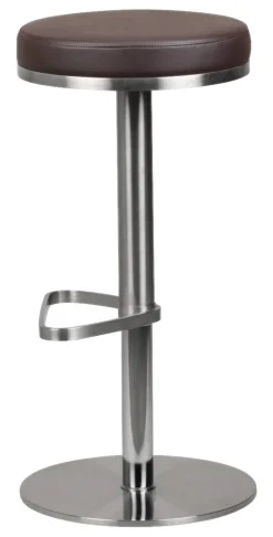 Barhocker dunkelbraun Edelstahl Kunstleder Edelstahl