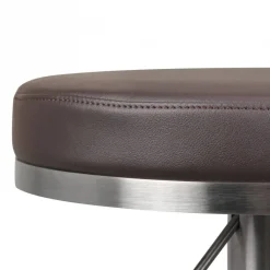 Barhocker dunkelbraun Edelstahl Kunstleder Edelstahl