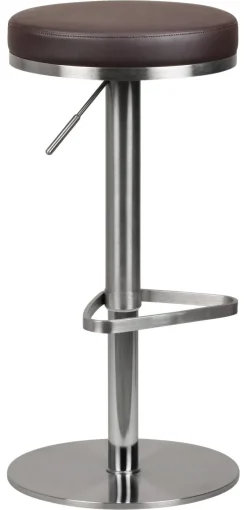 Barhocker dunkelbraun Edelstahl Kunstleder Edelstahl