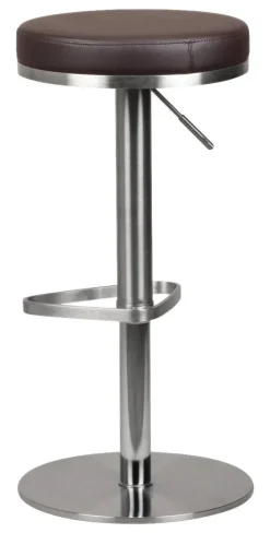 Barhocker dunkelbraun Edelstahl Kunstleder Edelstahl