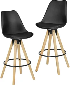 Barhocker 2er-Set schwarz Kunstleder B/H/T: ca. 44x113x39 cm