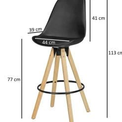 Barhocker 2er-Set schwarz Kunstleder B/H/T: ca. 44x113x39 cm