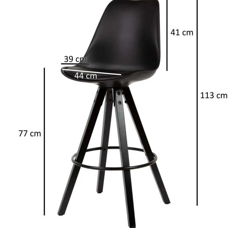 Barhocker 2er-Set schwarz Kunstleder B/H/T: ca. 44x113x39 cm