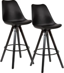 Barhocker 2er-Set schwarz Kunstleder B/H/T: ca. 44x113x39 cm