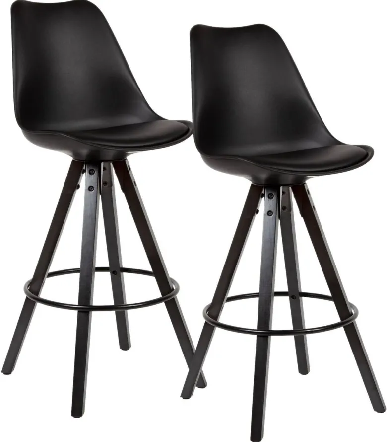 Barhocker 2er-Set schwarz Kunstleder B/H/T: ca. 44x113x39 cm