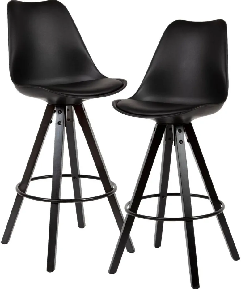 Barhocker 2er-Set schwarz Kunstleder B/H/T: ca. 44x113x39 cm