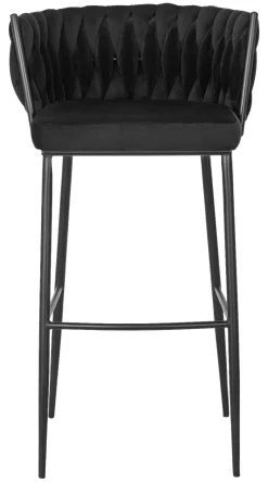 Barhocker FLORES schwarz Velourstoff B/H/T: ca. 60x104,5x56 cm