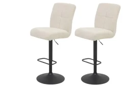 Barhocker Leni I, 2er-Set creme Microfaser B/H/T: ca. 44x124x57 cm