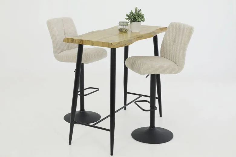 Barhocker Leni I, 2er-Set creme Microfaser B/H/T: ca. 44x124x57 cm