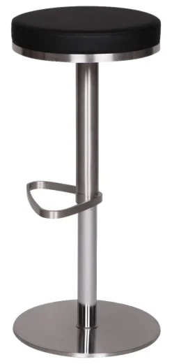Barhocker schwarz Edelstahl Kunstleder Edelstahl