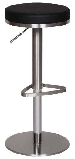 Barhocker schwarz Edelstahl Kunstleder Edelstahl