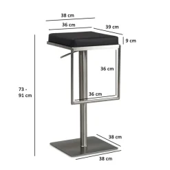 Barhocker schwarz Kunstleder B/H/T: ca. 38x91x39 cm