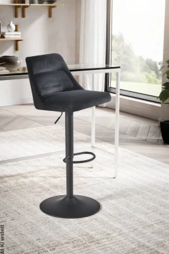 Barhocker schwarz Samt B/H/T: ca. 45x106x51 cm