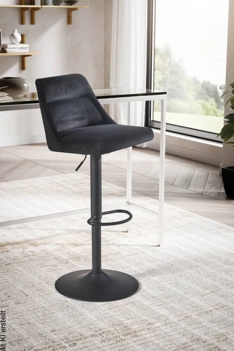 Barhocker schwarz Samt B/H/T: ca. 45x106x51 cm