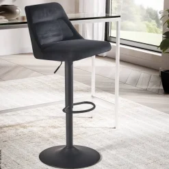 Barhocker schwarz Samt B/H/T: ca. 45x106x51 cm