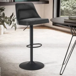 Barhocker schwarz Samt B/H/T: ca. 45x106x51 cm