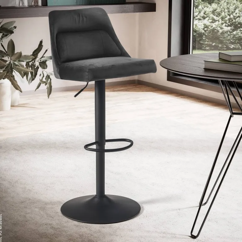 Barhocker schwarz Samt B/H/T: ca. 45x106x51 cm