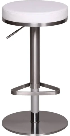 Barhocker weiß Edelstahl Kunstleder Edelstahl
