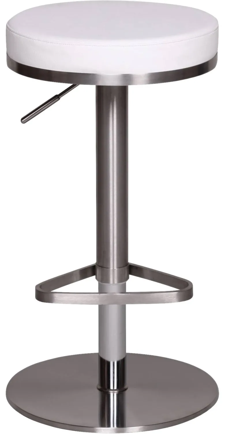 Barhocker weiß Edelstahl Kunstleder Edelstahl