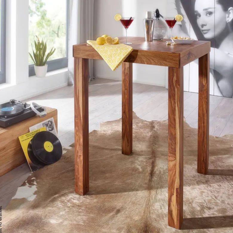 Bartisch natur Echtholz B/H/T: ca. 80x110x80 cm