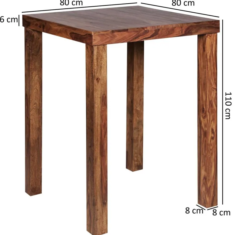 Bartisch natur Echtholz B/H/T: ca. 80x110x80 cm