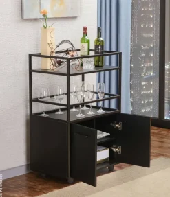 Barwagen Mosaik schwarz Metall B/H/T: ca. 60x94x40 cm