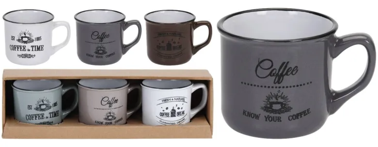 Becher 3er Set mehrfarbig Keramik