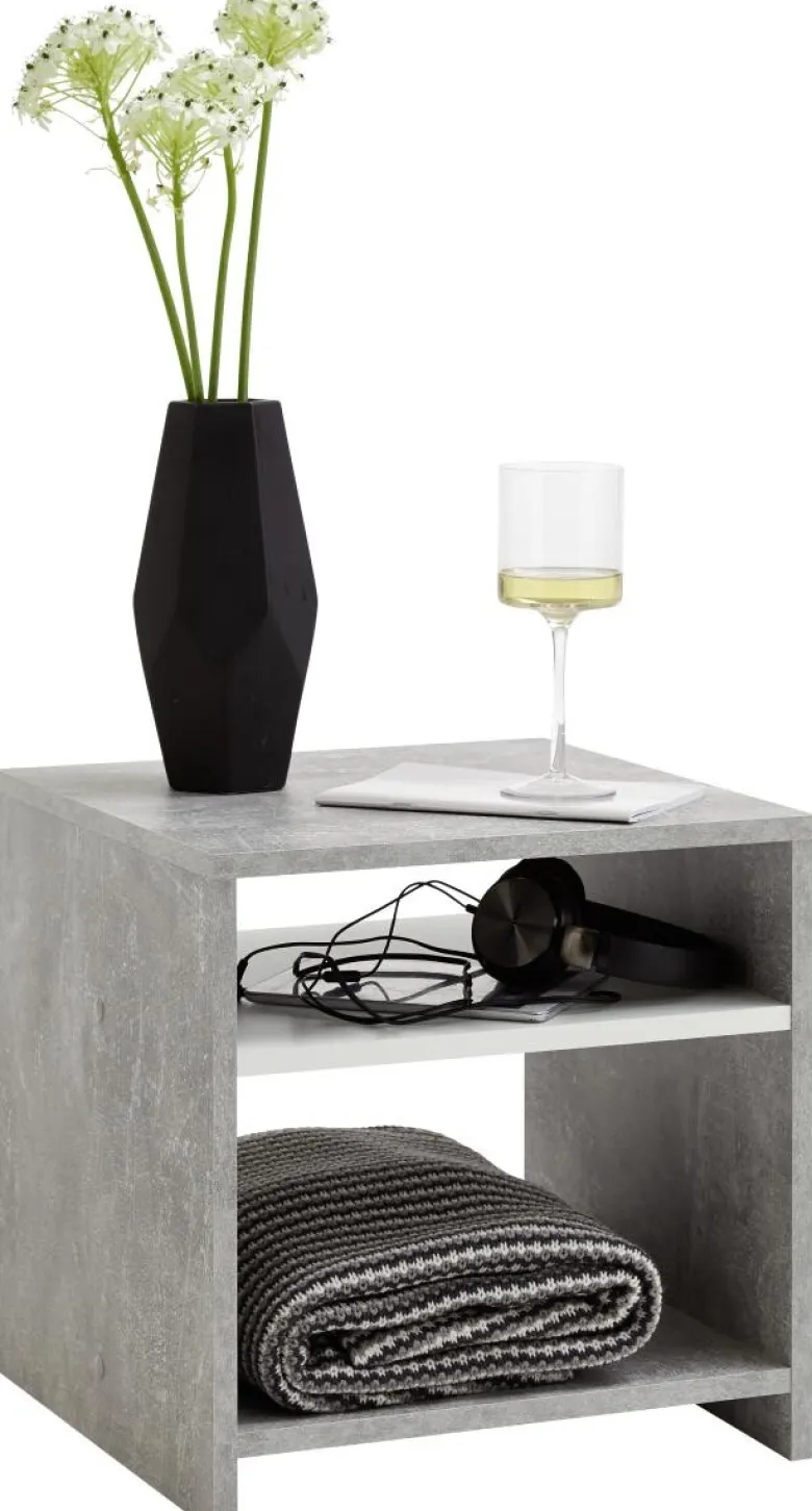 Beistelltisch Beton Optik weiß B/H/T: ca. 40x40x40 cm