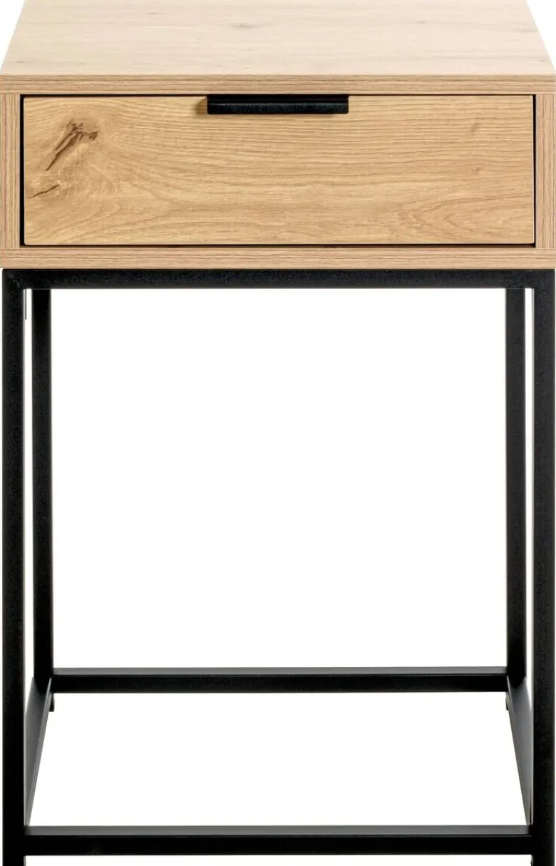 Beistelltisch Eiche hell Nachbildung schwarz B/H/T: ca. 40x60x28 cm
