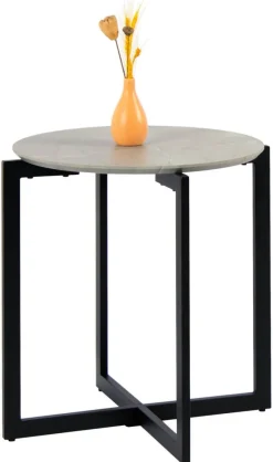 Beistelltisch Eik Marmor Optik schwarz H/D: ca. 50x45 cm