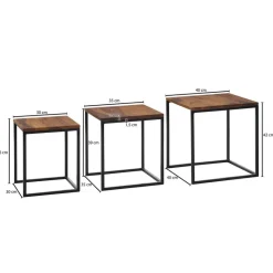 Beistelltisch 3er-Set. rosenholz Holz B/H/T: ca. 40x42x40 cm